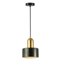 Luster na lanku MARBLE 1xE27/60W/230V zlatý/zelený/mramorový dekor