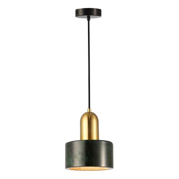 Luster na lanku MARBLE 1xE27/60W/230V zlatý/zelený/mramorový dekor