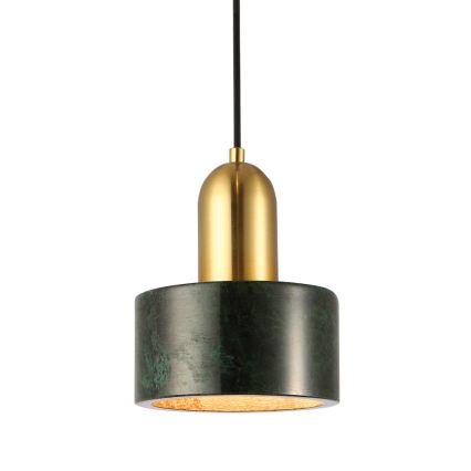 Luster na lanku MARBLE 1xE27/60W/230V zlatý/zelený/mramorový dekor