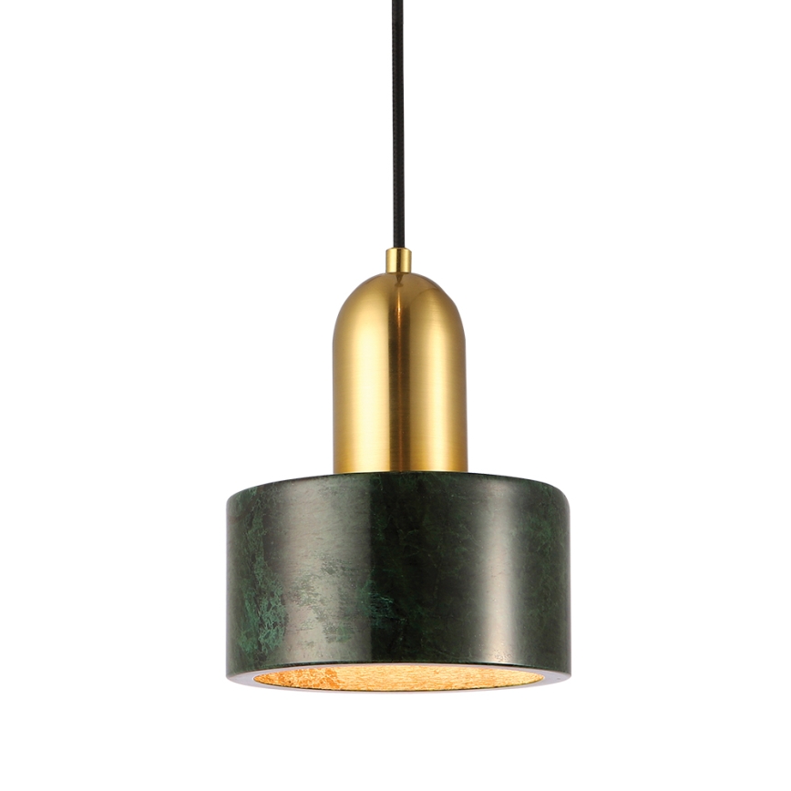 Luster na lanku MARBLE 1xE27/60W/230V zlatý/zelený/mramorový dekor