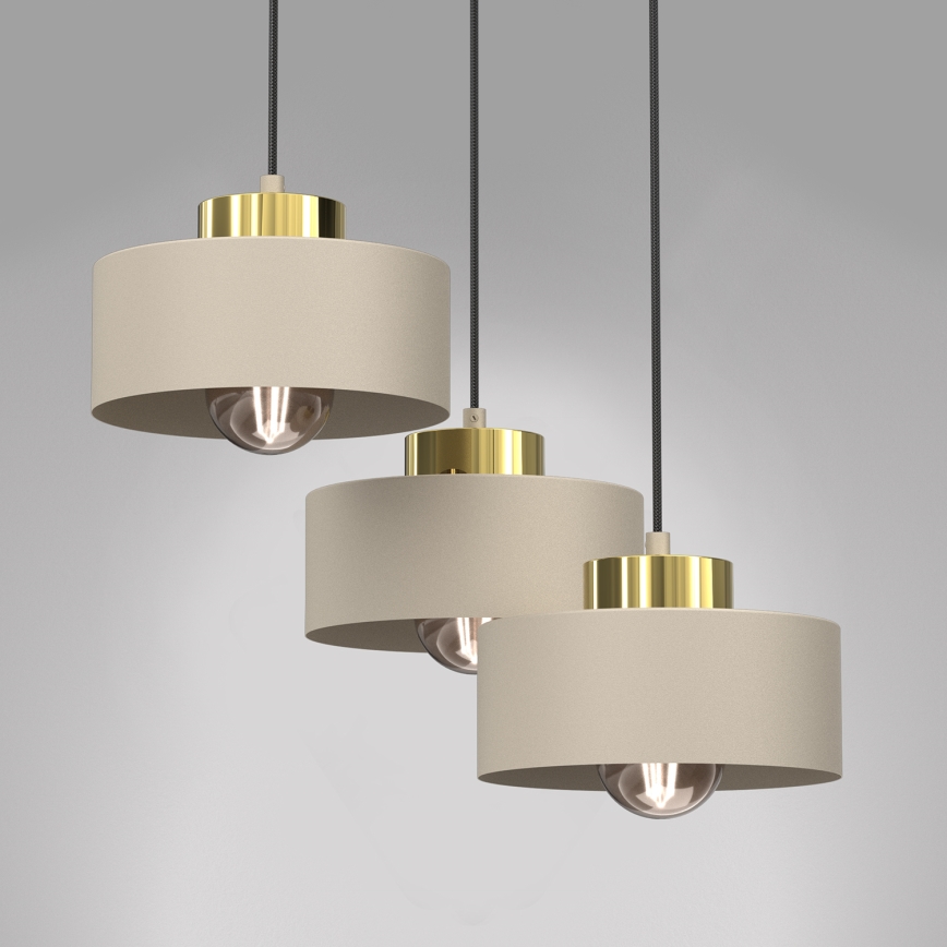 Luster na lanku MARTI 3xE27/15W/230V béžová/zlatá