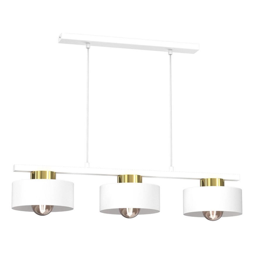 Luster na lanku MARTI 3xE27/15W/230V biela/zlatá