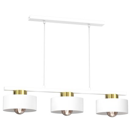 Luster na lanku MARTI 3xE27/15W/230V biela/zlatá