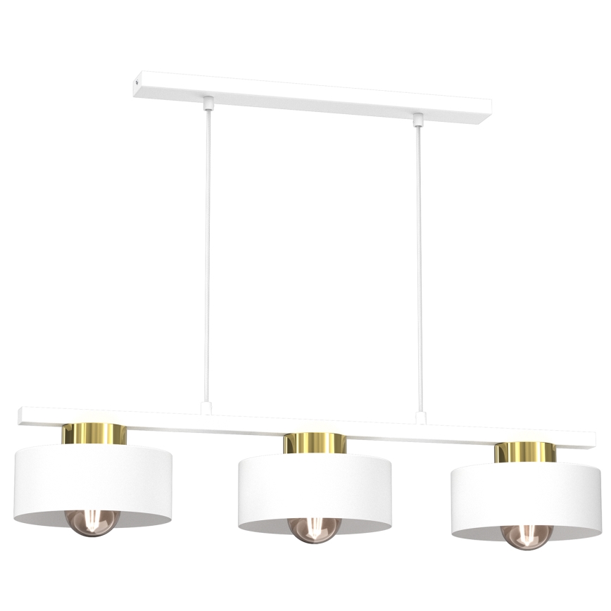 Luster na lanku MARTI 3xE27/15W/230V biela/zlatá