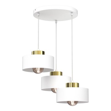 Luster na lanku MARTI 3xE27/15W/230V biela/zlatá