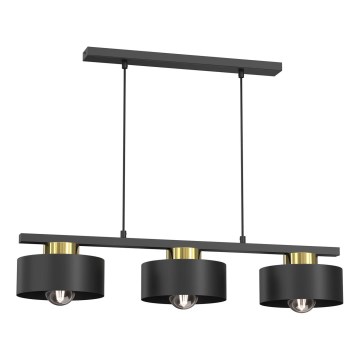 Luster na lanku MARTI 3xE27/15W/230V čierna/zlatá