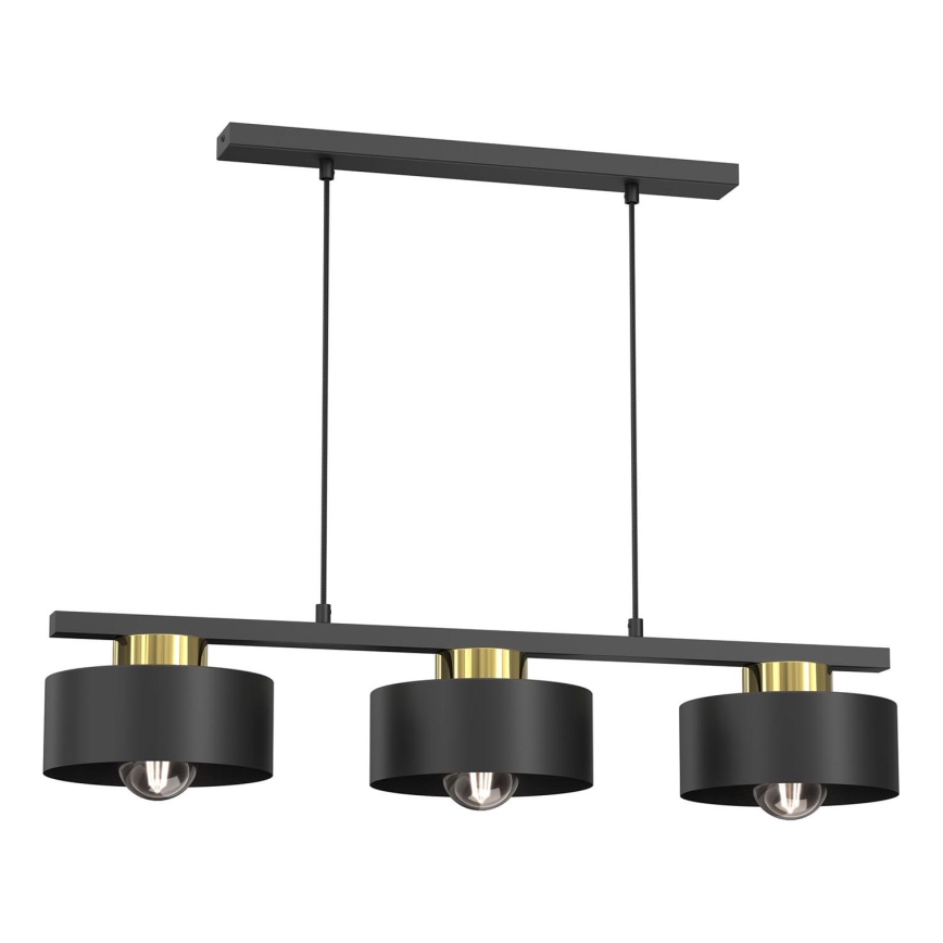Luster na lanku MARTI 3xE27/15W/230V čierna/zlatá