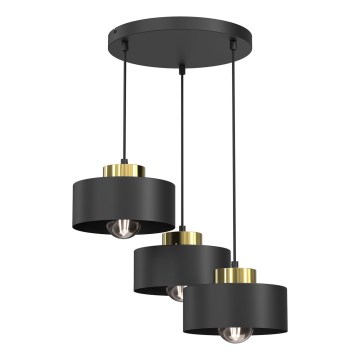Luster na lanku MARTI 3xE27/15W/230V čierna/zlatá