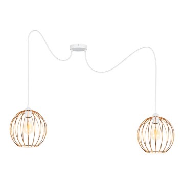 Luster na lanku MATT 2xE27/60W/230V pavúk biela/medená