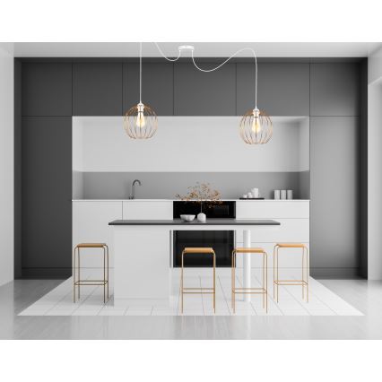 Luster na lanku MATT 2xE27/60W/230V pavúk biela/medená