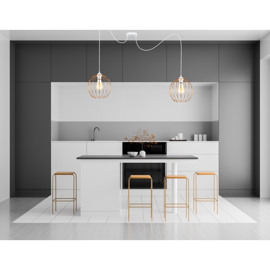 Luster na lanku MATT 2xE27/60W/230V pavúk biela/medená