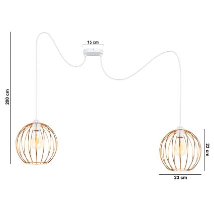 Luster na lanku MATT 2xE27/60W/230V pavúk biela/medená