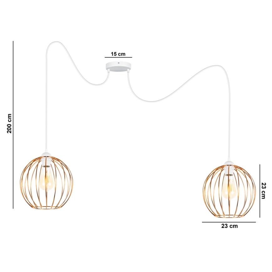 Luster na lanku MATT 2xE27/60W/230V pavúk biela/medená