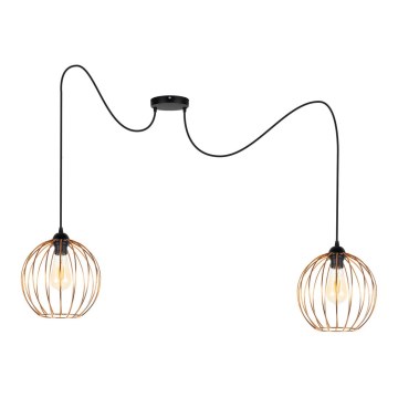 Luster na lanku MATT 2xE27/60W/230V pavúk čierna/medená