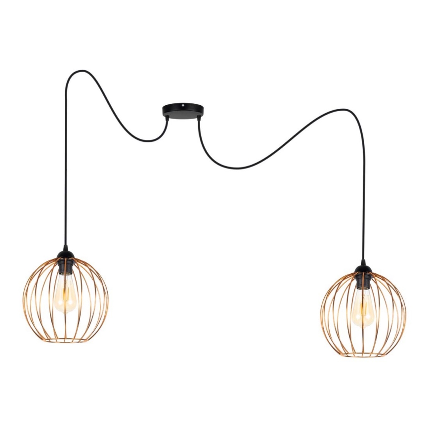 Luster na lanku MATT 2xE27/60W/230V pavúk čierna/medená