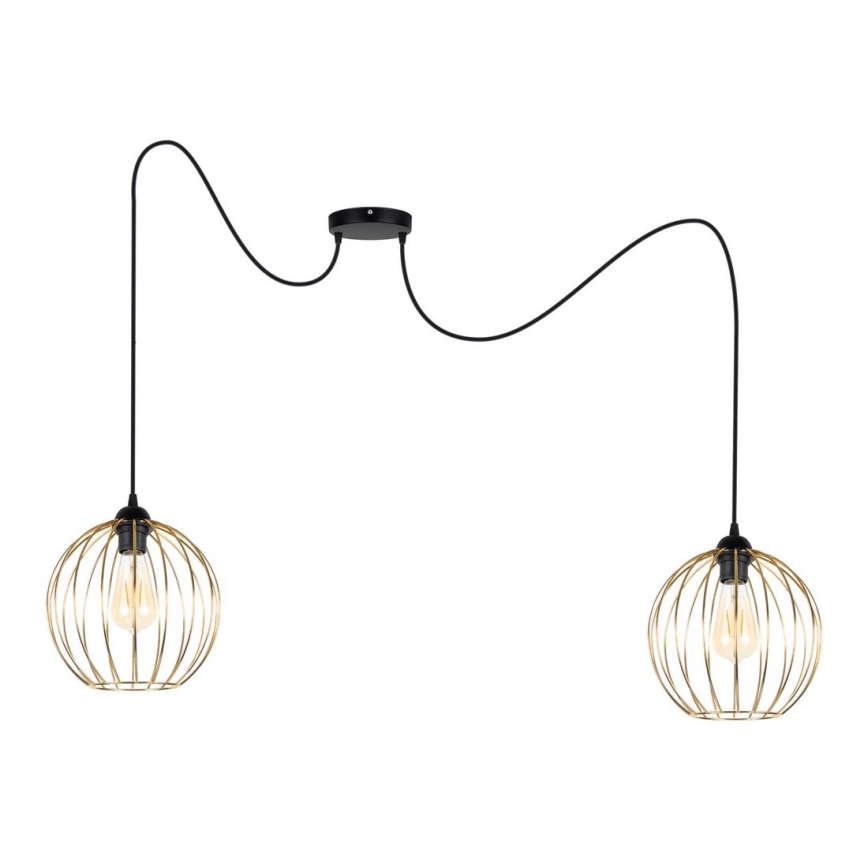 Luster na lanku MATT 2xE27/60W/230V pavúk čierna/zlatá