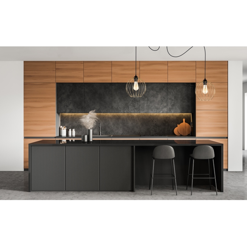 Luster na lanku MATT 2xE27/60W/230V pavúk čierna/zlatá