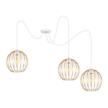 Luster na lanku MATT 3xE27/60W/230V pavúk biela/medená