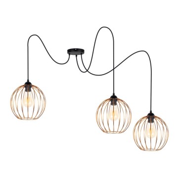 Luster na lanku MATT 3xE27/60W/230V pavúk čierna/medená