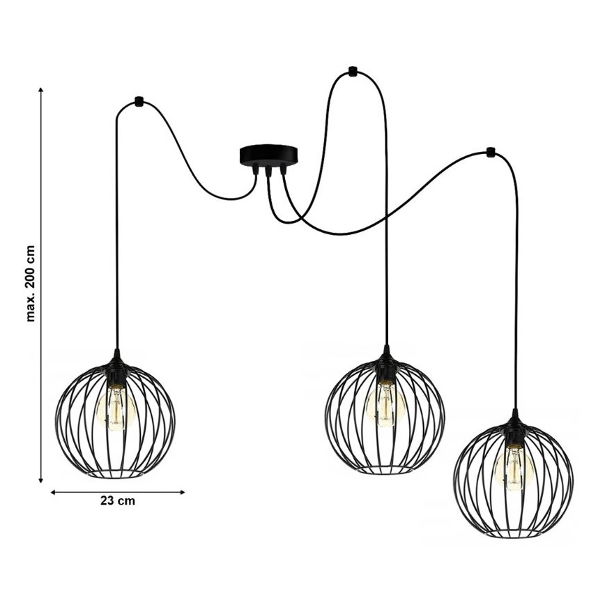 Luster na lanku MATT 3xE27/60W/230V pavúk