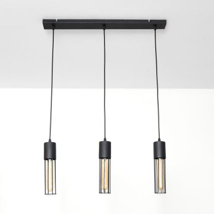 Luster na lanku MELODY 3xE27/15W/230V čierna