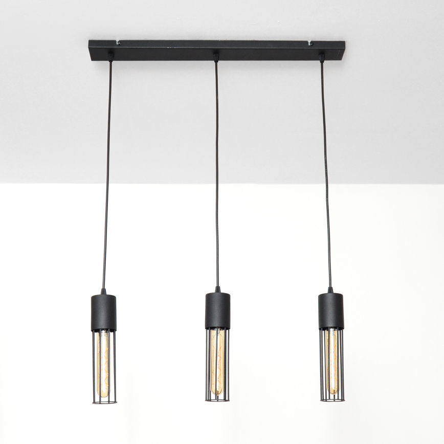 Luster na lanku MELODY 3xE27/15W/230V čierna