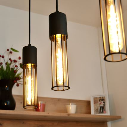 Luster na lanku MELODY 3xE27/15W/230V čierna