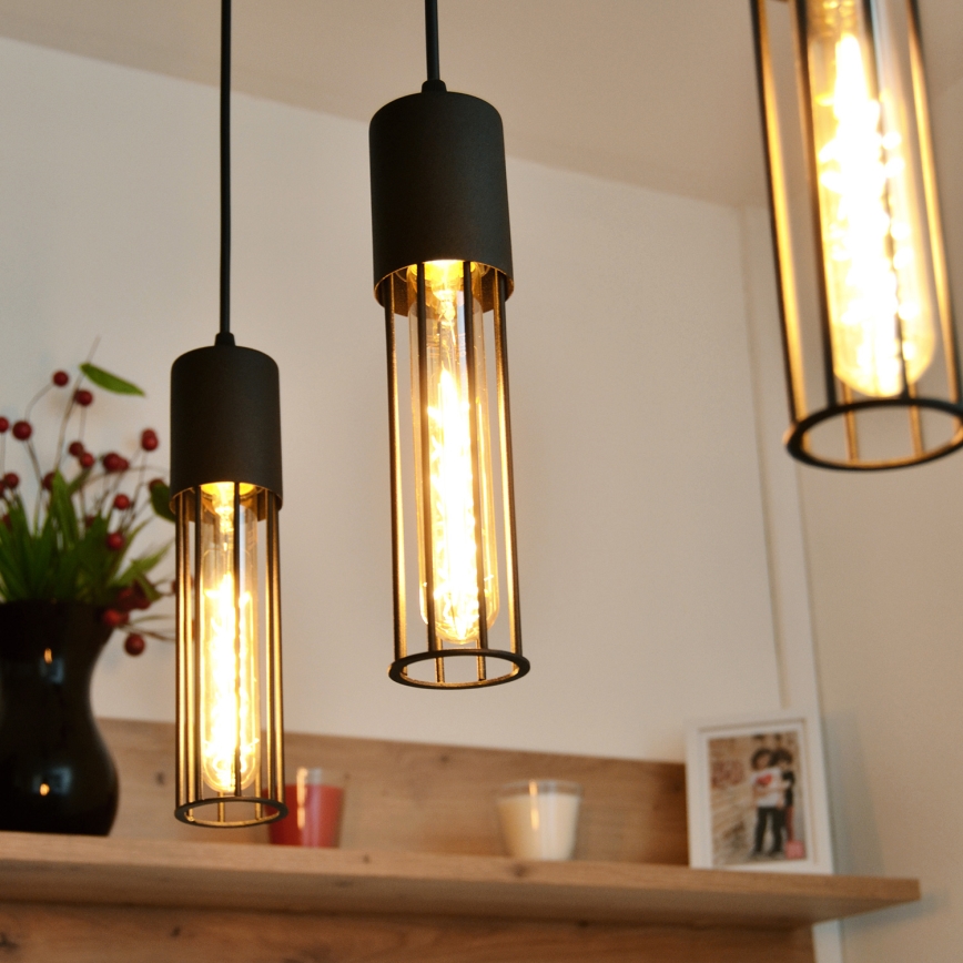 Luster na lanku MELODY 3xE27/15W/230V čierna