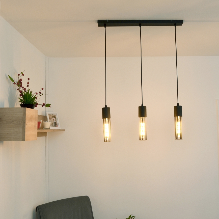 Luster na lanku MELODY 3xE27/15W/230V čierna