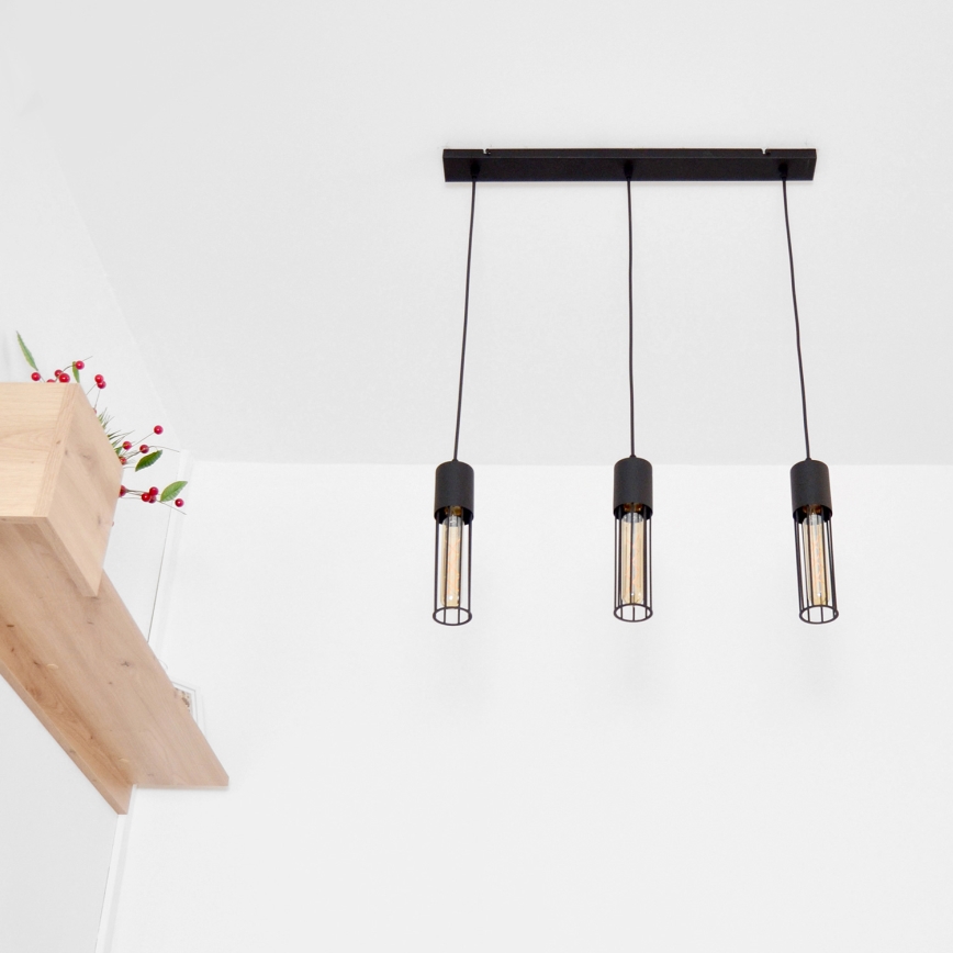 Luster na lanku MELODY 3xE27/15W/230V čierna