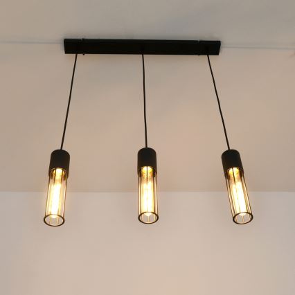 Luster na lanku MELODY 3xE27/15W/230V čierna