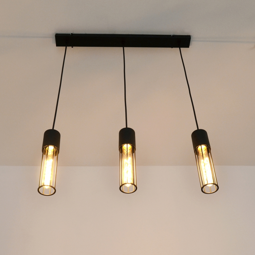 Luster na lanku MELODY 3xE27/15W/230V čierna