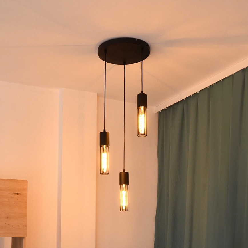 Luster na lanku MELODY 3xE27/15W/230V čierna