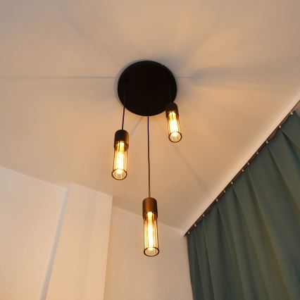 Luster na lanku MELODY 3xE27/15W/230V čierna