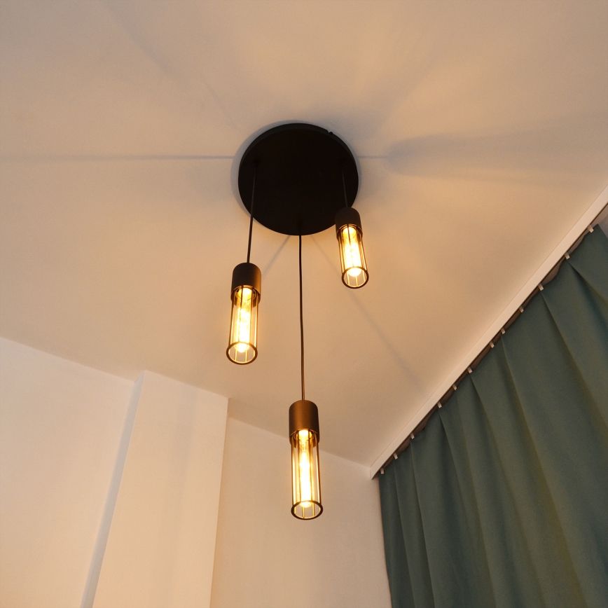 Luster na lanku MELODY 3xE27/15W/230V čierna