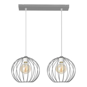 Luster na lanku MERCURE 2xE27/15W/230V šedá