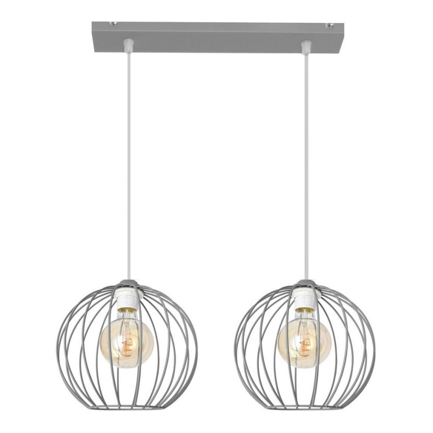 Luster na lanku MERCURE 2xE27/15W/230V šedá