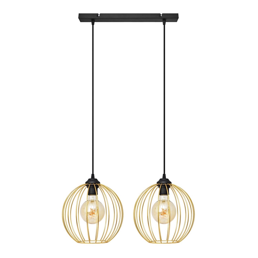Luster na lanku MERCURE 2xE27/15W/230V zlatá/čierna