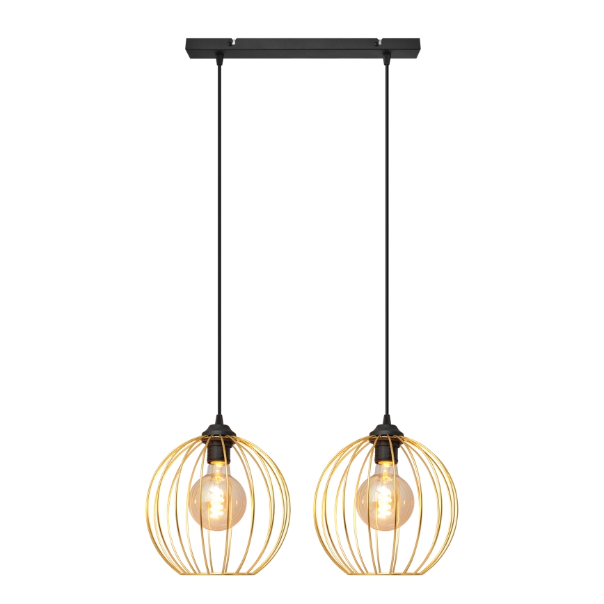 Luster na lanku MERCURE 2xE27/15W/230V zlatá/čierna