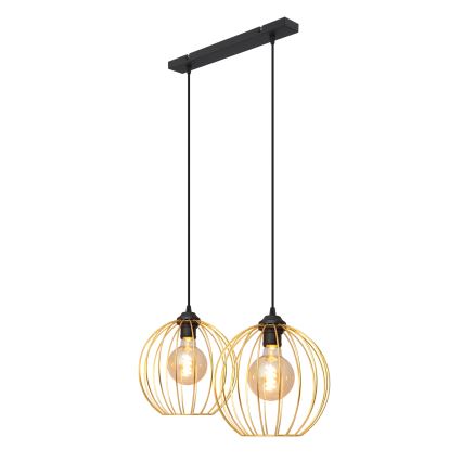 Luster na lanku MERCURE 2xE27/15W/230V zlatá/čierna
