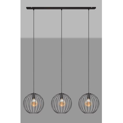 Luster na lanku MERCURE 3xE27/15W/230V čierna