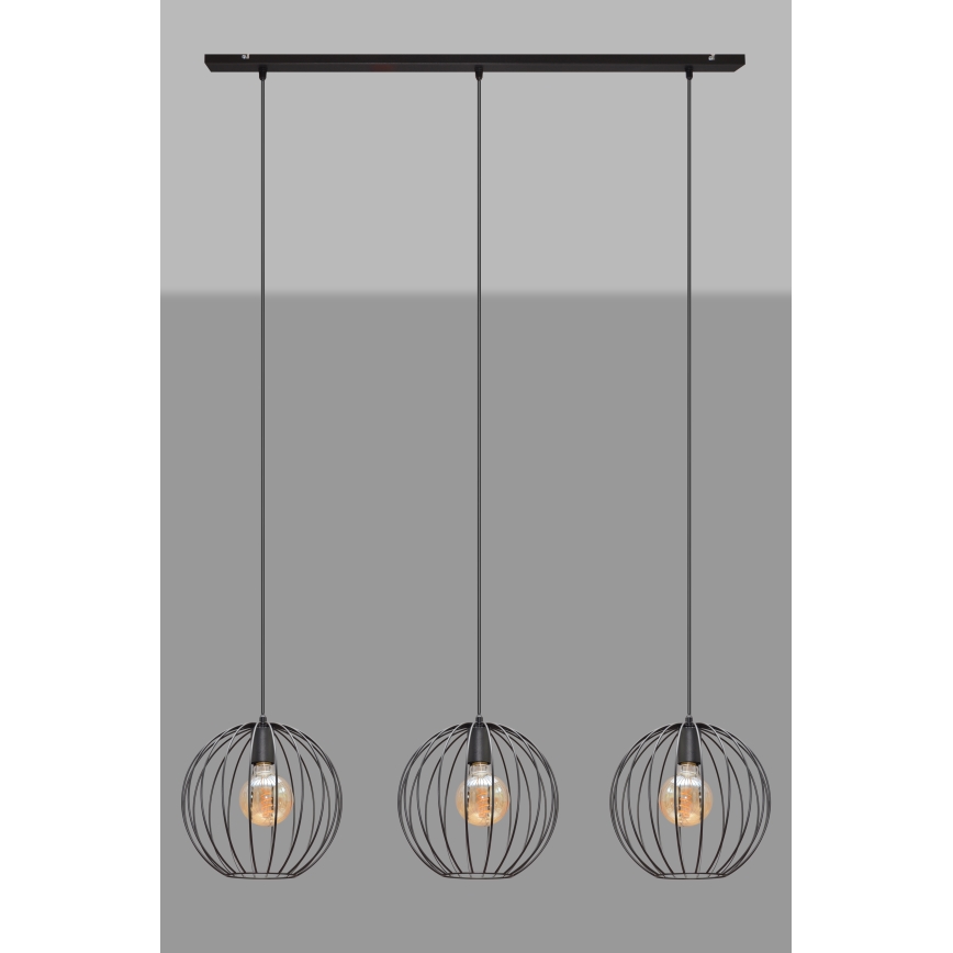 Luster na lanku MERCURE 3xE27/15W/230V čierna