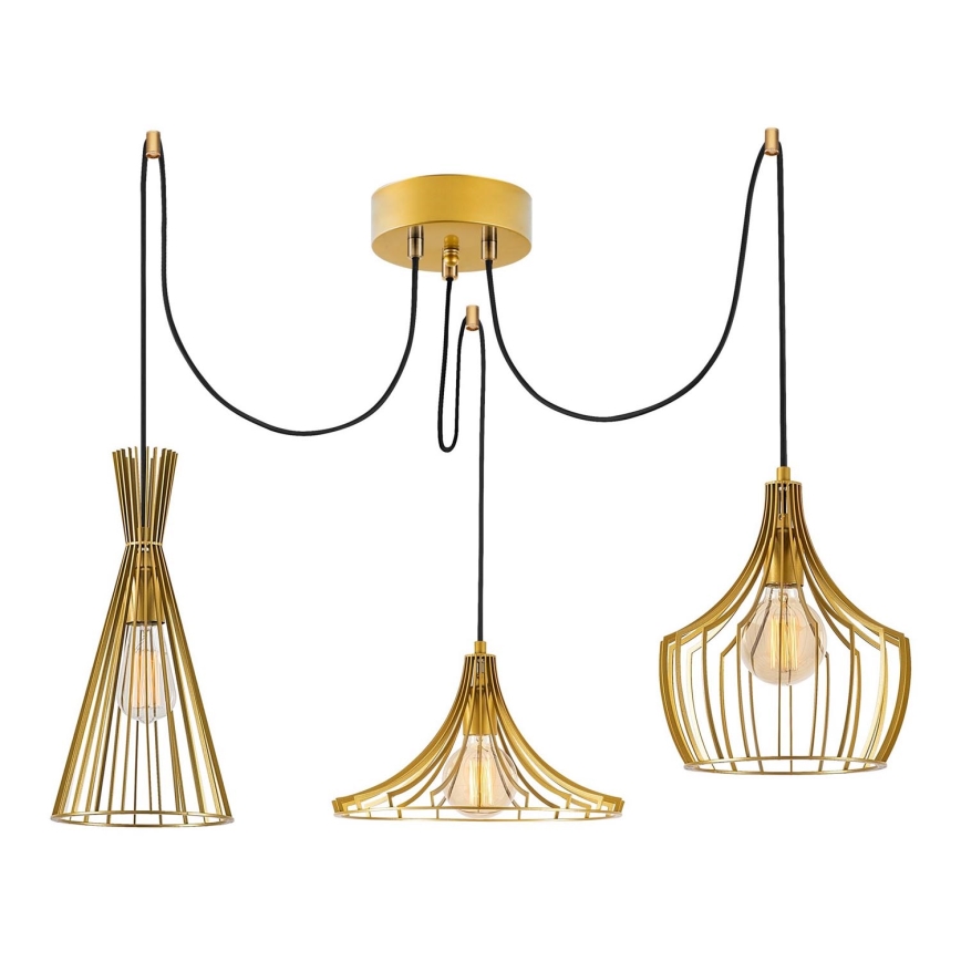 Luster na lanku MEZOPOTAMYA 3xE27/40W/230V pavúk zlatá