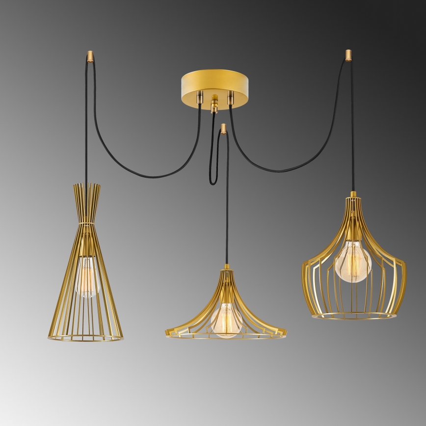 Luster na lanku MEZOPOTAMYA 3xE27/40W/230V pavúk zlatá
