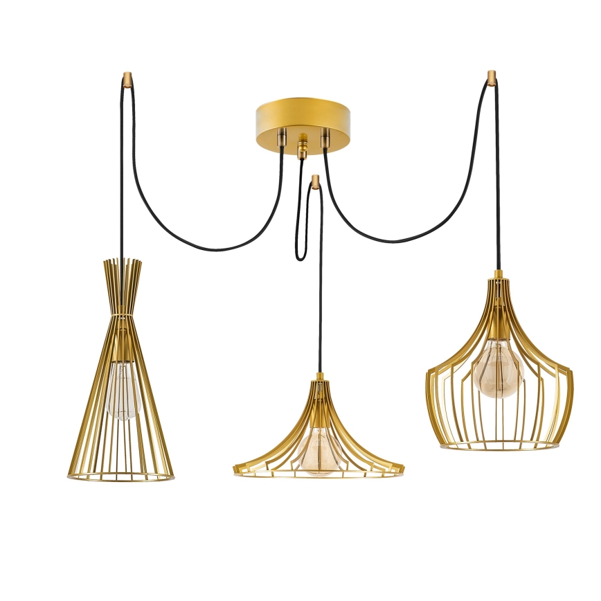 Luster na lanku MEZOPOTAMYA 3xE27/40W/230V pavúk zlatá