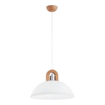 Luster na lanku MIGOT 1xE27/15W/230V béžová/lesklý chróm