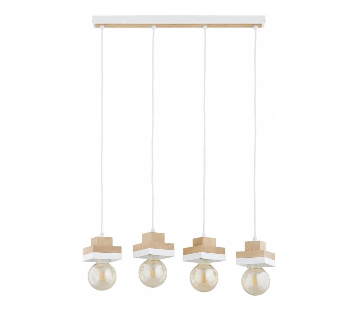 Luster na lanku MIKO 4xE27/15W/230V biela/béžová 63413