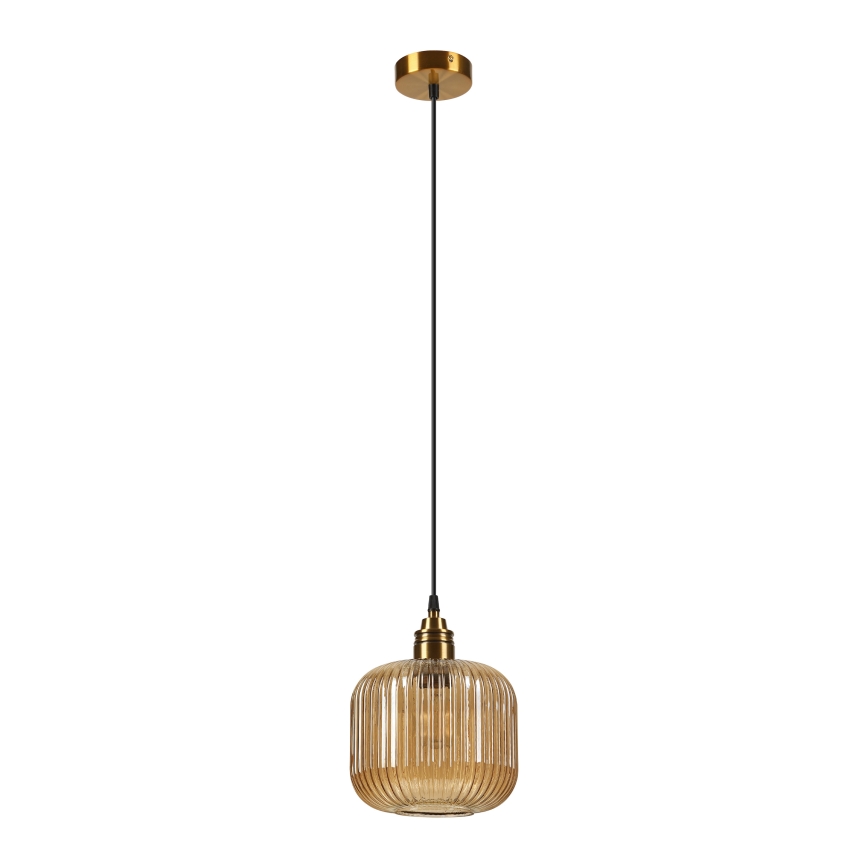 Luster na lanku MILOU 1xE27/15W/230V zlatá/zadymená béžová