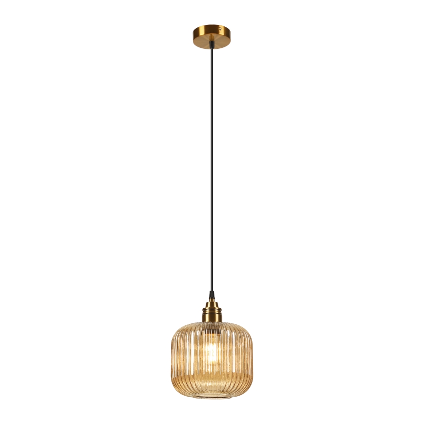 Luster na lanku MILOU 1xE27/15W/230V zlatá/zadymená béžová