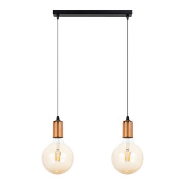 Luster na lanku MIROS 2xE27/60W/230V čierna/medená